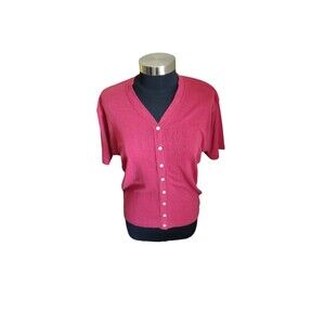 Milano Design Group Women's Vintage 100% Silk Brick Red Cardigan Sweater Large